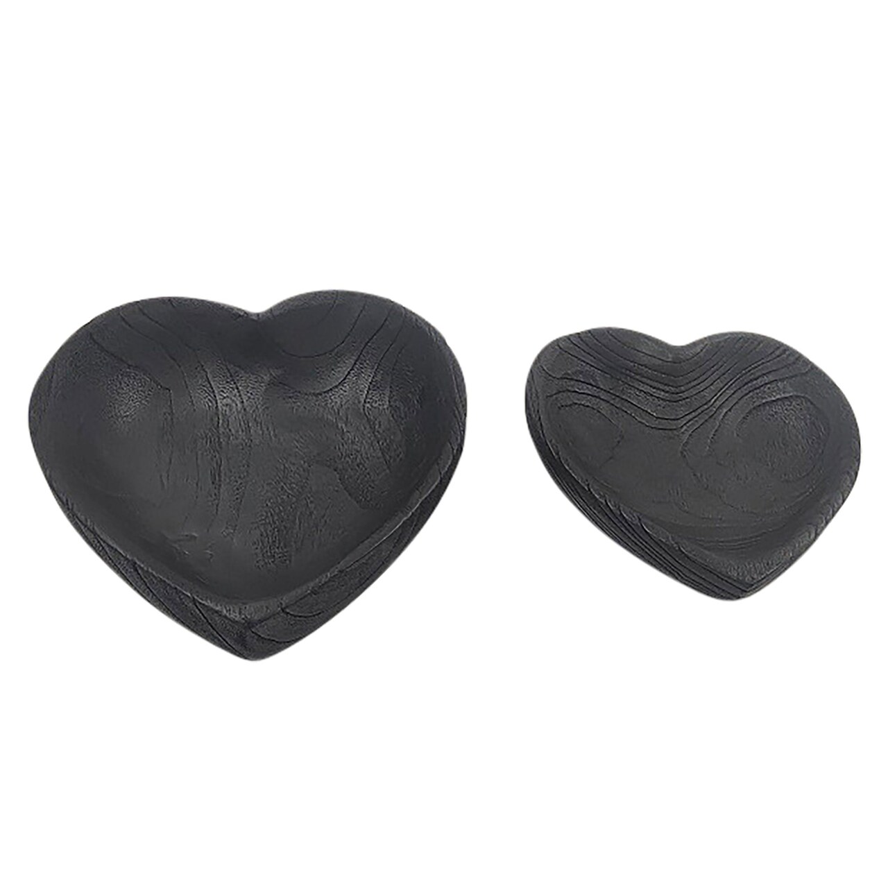 Kingston Living Distressed Finish Heart Shaped Bowls - 10" - Black - Set of 2